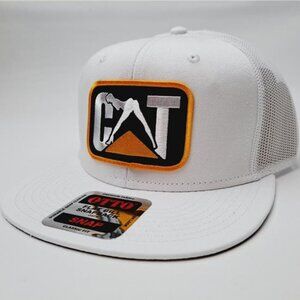 Retro Cool CAT Machin Stripper Embroidered Patch Flat bill Trucker Mesh Hat Cap